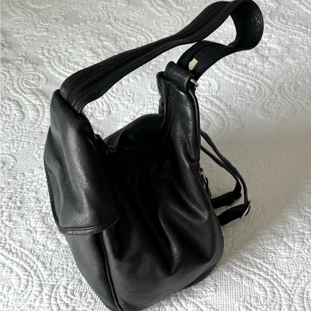 Canyon Outback Black Leather Women's Backpack or Shoulder - Picture 5 of 9